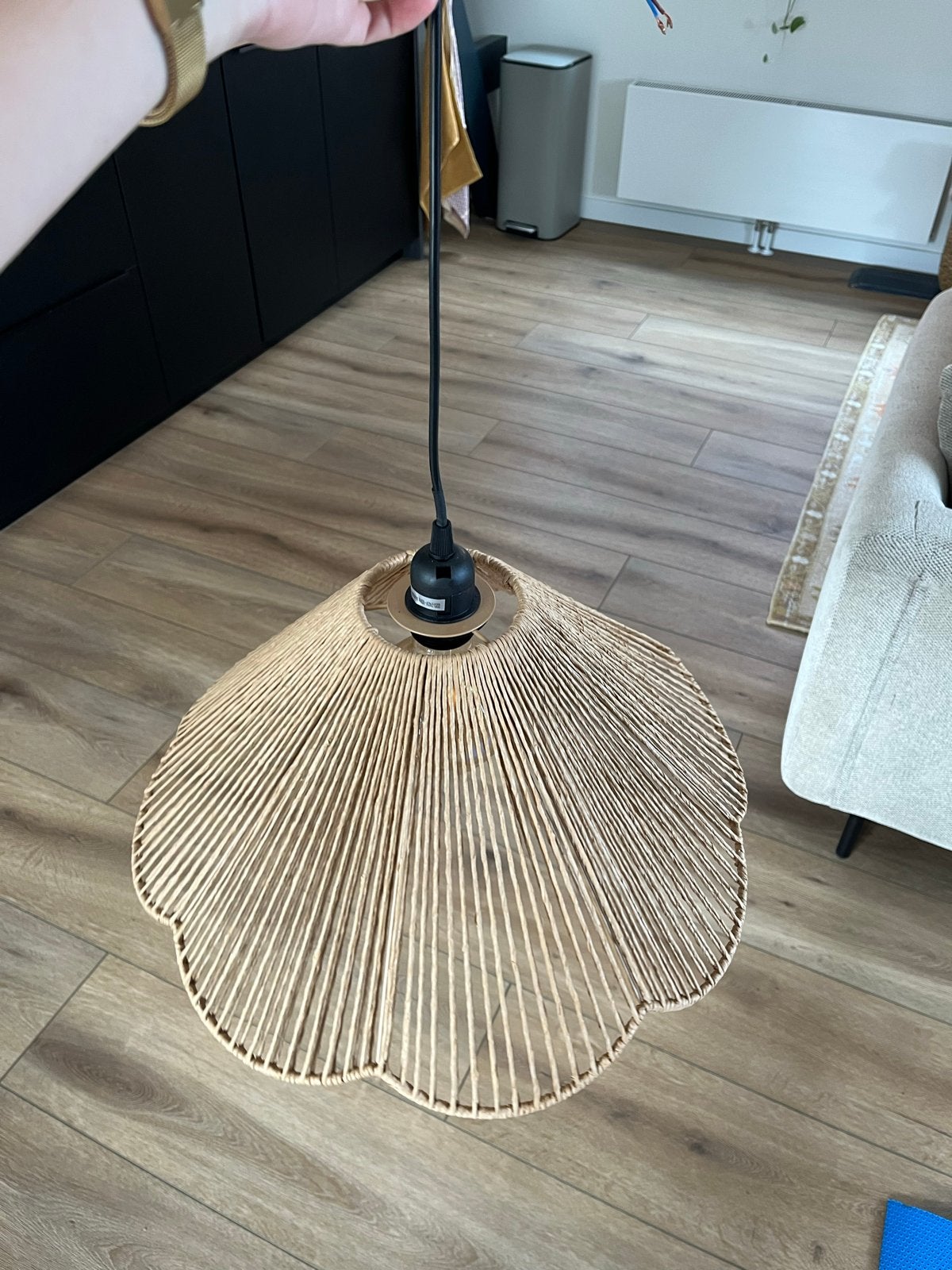 Rotan hanglamp - Boheemse stijl, Huis en Inrichting, Ophalen, Zo goed als nieuw, Natuurlijk materiaal, E27 (groot)