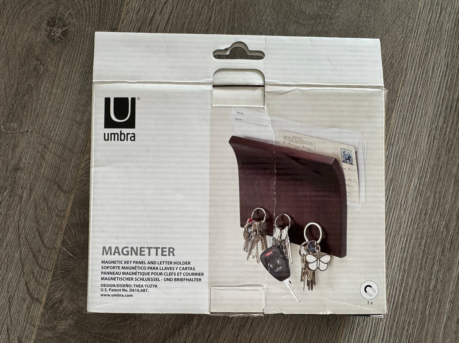 Nieuwe Umbra Magnetter sleutel/magneet strip organizer, Ophalen, Nieuw, Bruin, Metaal