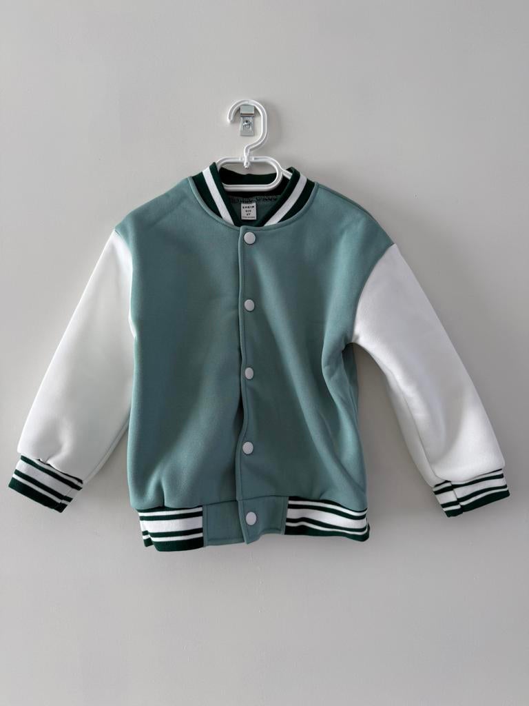 Baseball jasje bomberjack mintgroen groen wit jas nieuw 116, Kinderen en Baby's, Kinderkleding | Maat 116, Nieuw, Jongen of Meisje