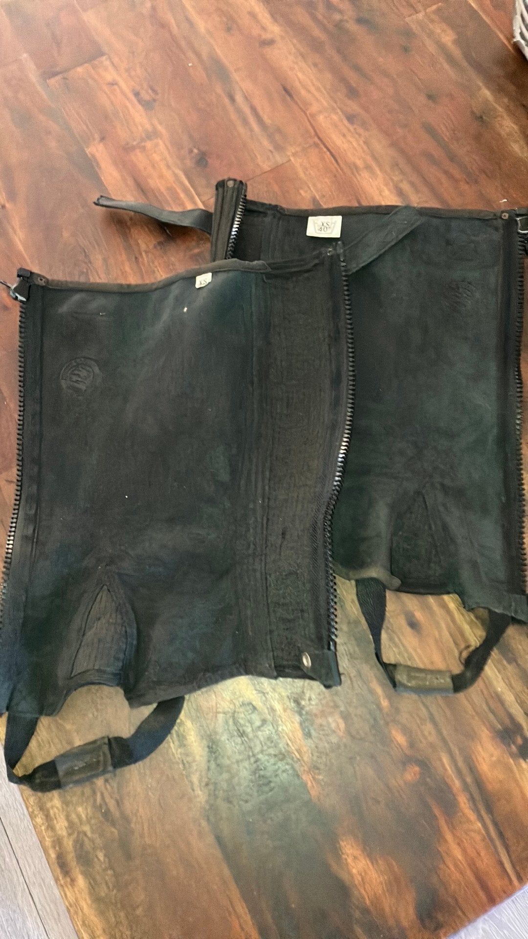 Leren chaps Harry’s Horse mt xs in goede staat, Ophalen of Verzenden, Zo goed als nieuw, Zwart, Kinderen