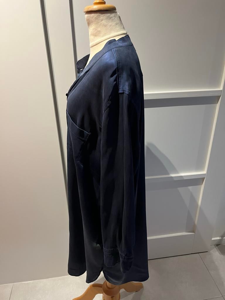 Marina Rinaldi Zijden Top Blauw 42 44, Maat 46/48 (XL) of groter, Zo goed als nieuw, Lange mouw, Verzenden