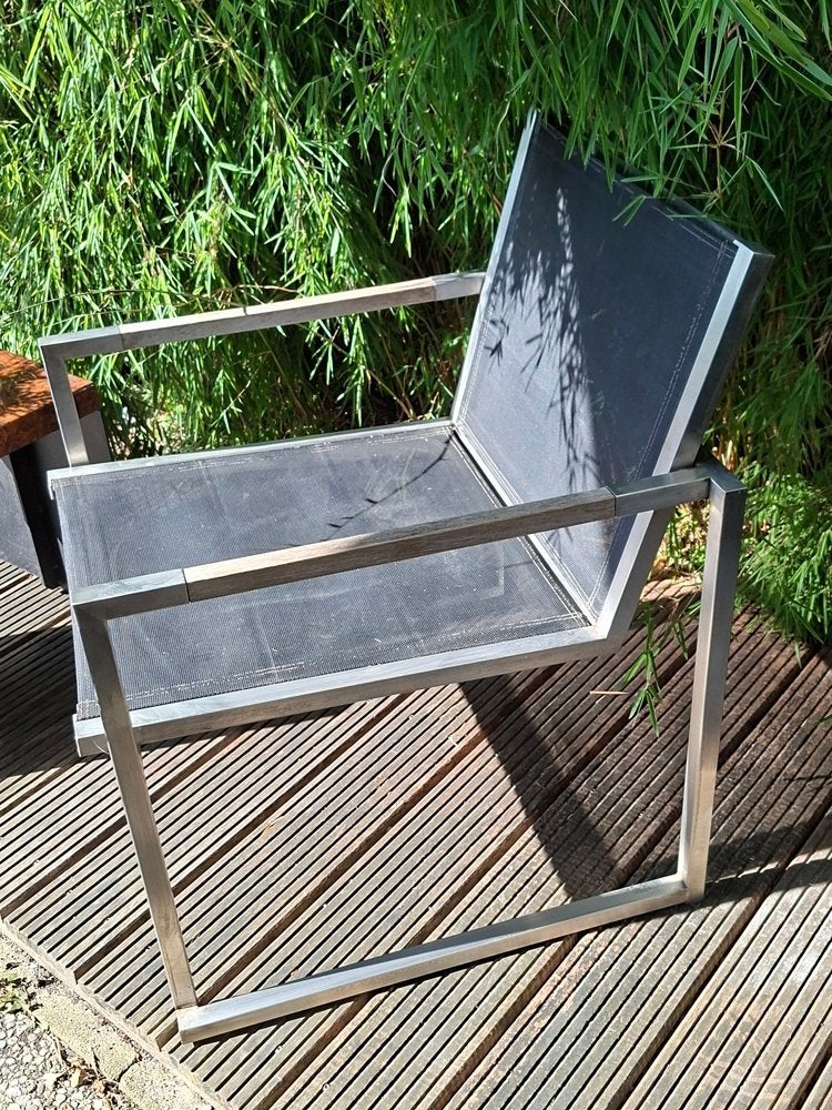 design relax tuinstoeltje roestvrijstaal, Tuin en Terras, Tuinstoelen, Ophalen, Gebruikt, Rvs