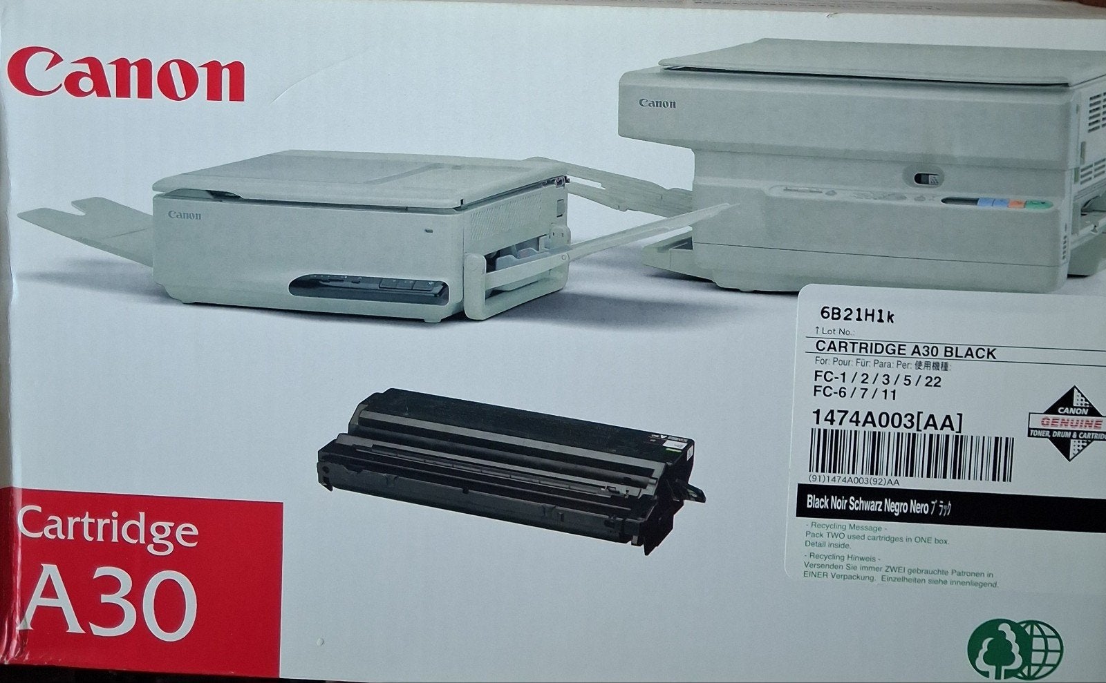 Canon Cartridge A30 Zwart voor Kopieerapparaten. €15,--, Ophalen, Canon, Nieuw, Kopieermachine