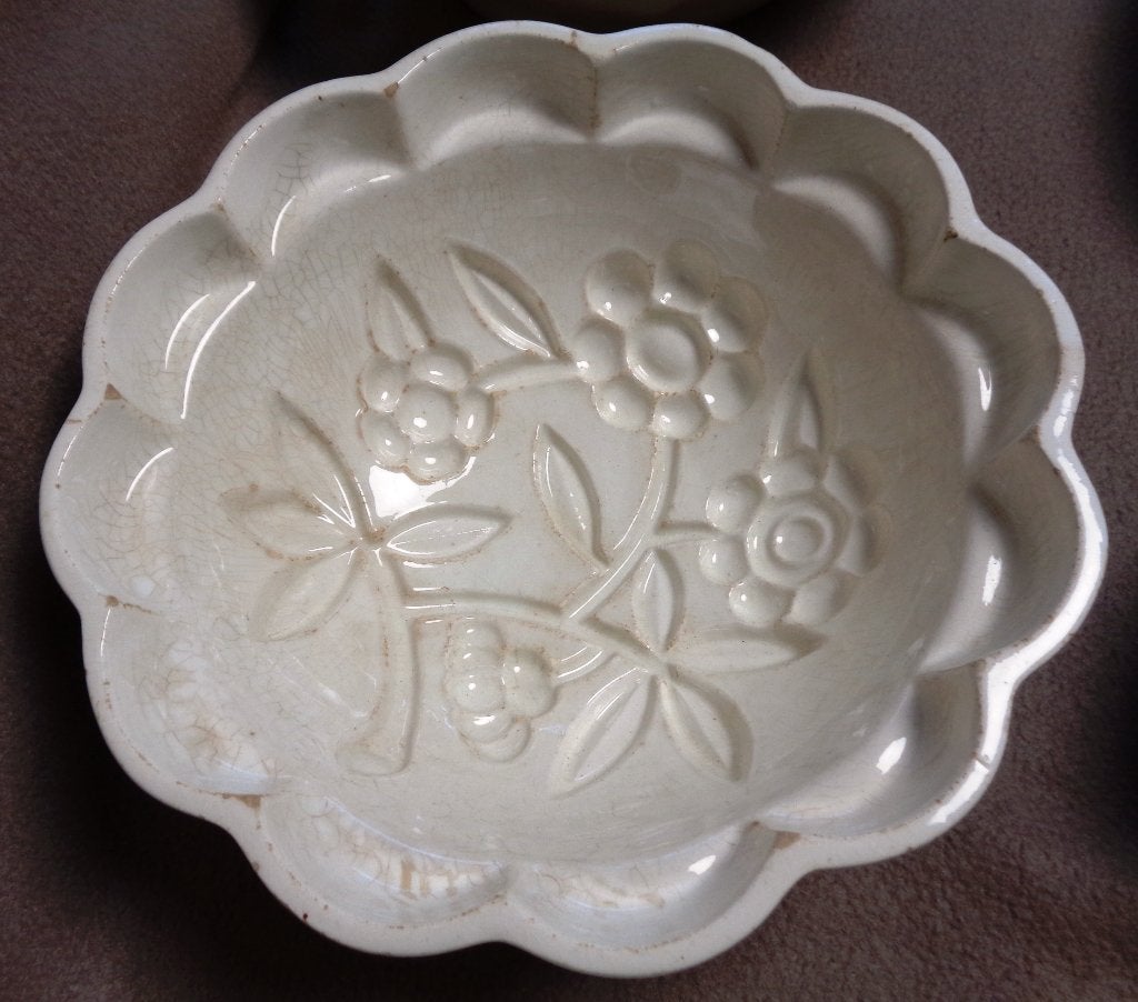 Vintage aardewerk bakvorm bloemmotief, Gebruikt, Overige merken, Overige typen, Vintage