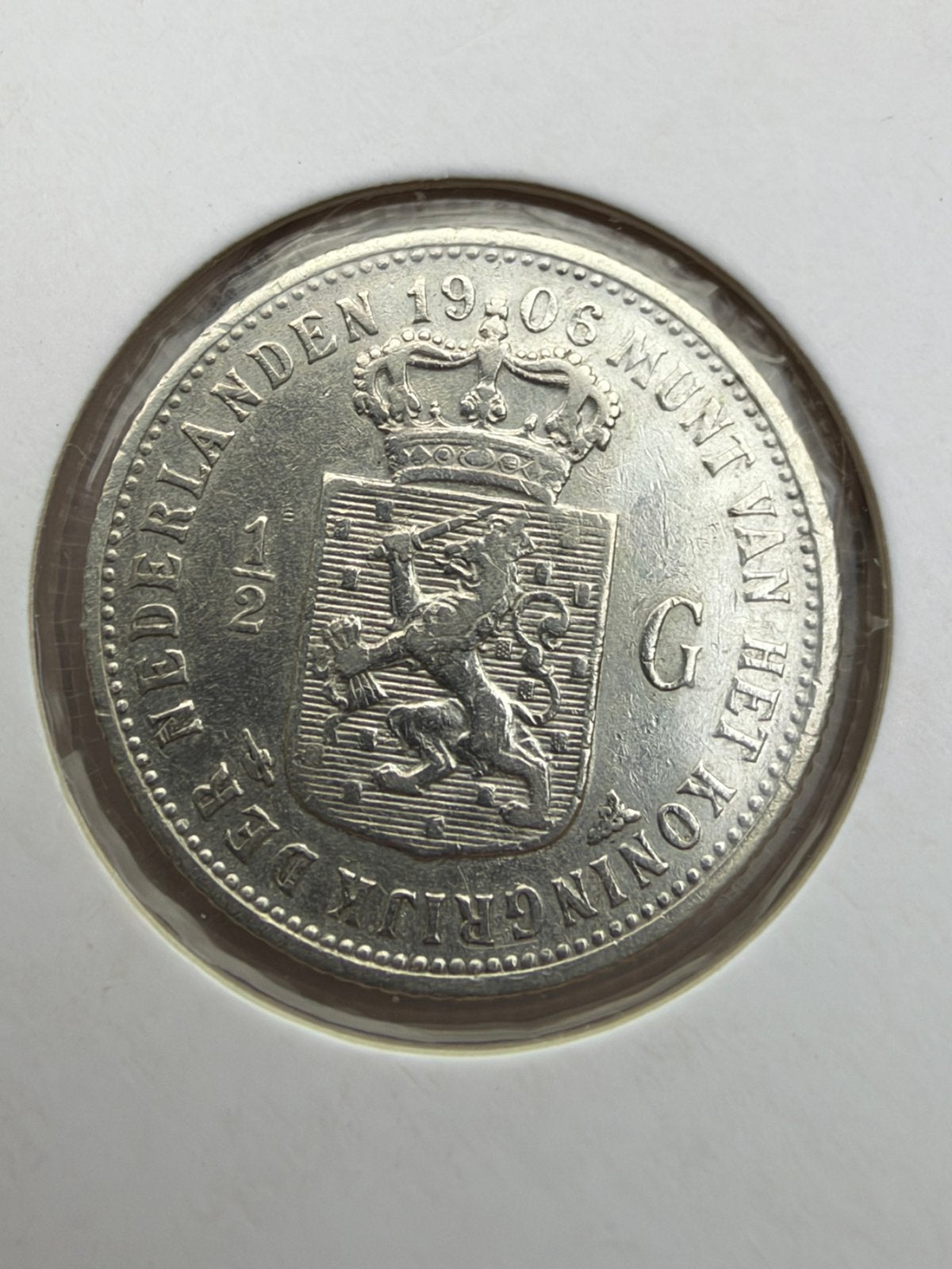 Halve gulden 1906 Wilhelmina, ½ gulden, Zilver, Ophalen of Verzenden, Koningin Wilhelmina