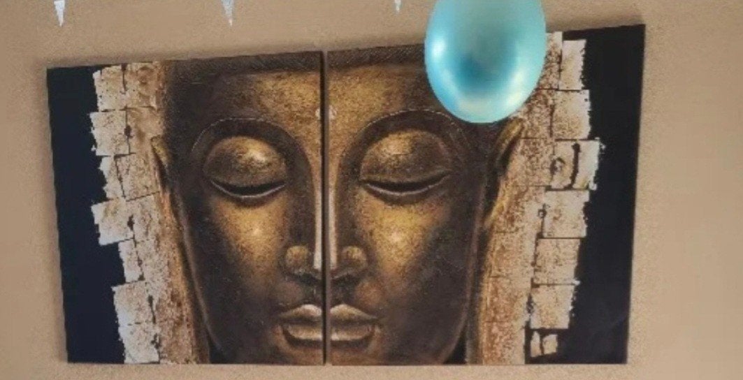 Schilderij Boeddha met bladgoud 3D-effect, Antiek en Kunst, Kunst | Schilderijen | Modern, Ophalen of Verzenden