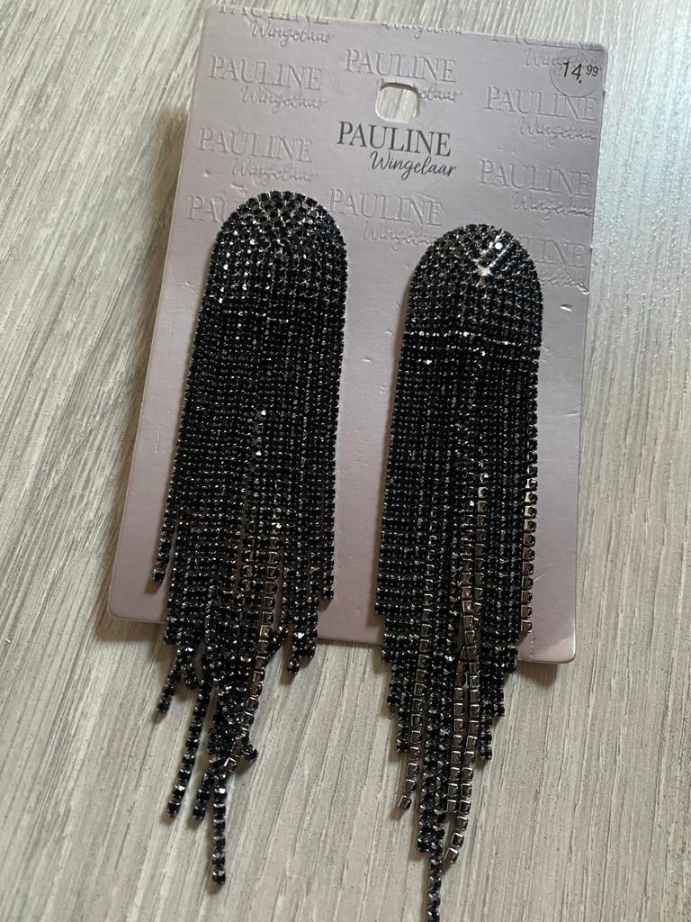 Pauline Wingelaar Oorbellen Feest Collectie Zwart Nieuw, Overige materialen, Hangers, Zwart, Nieuw
