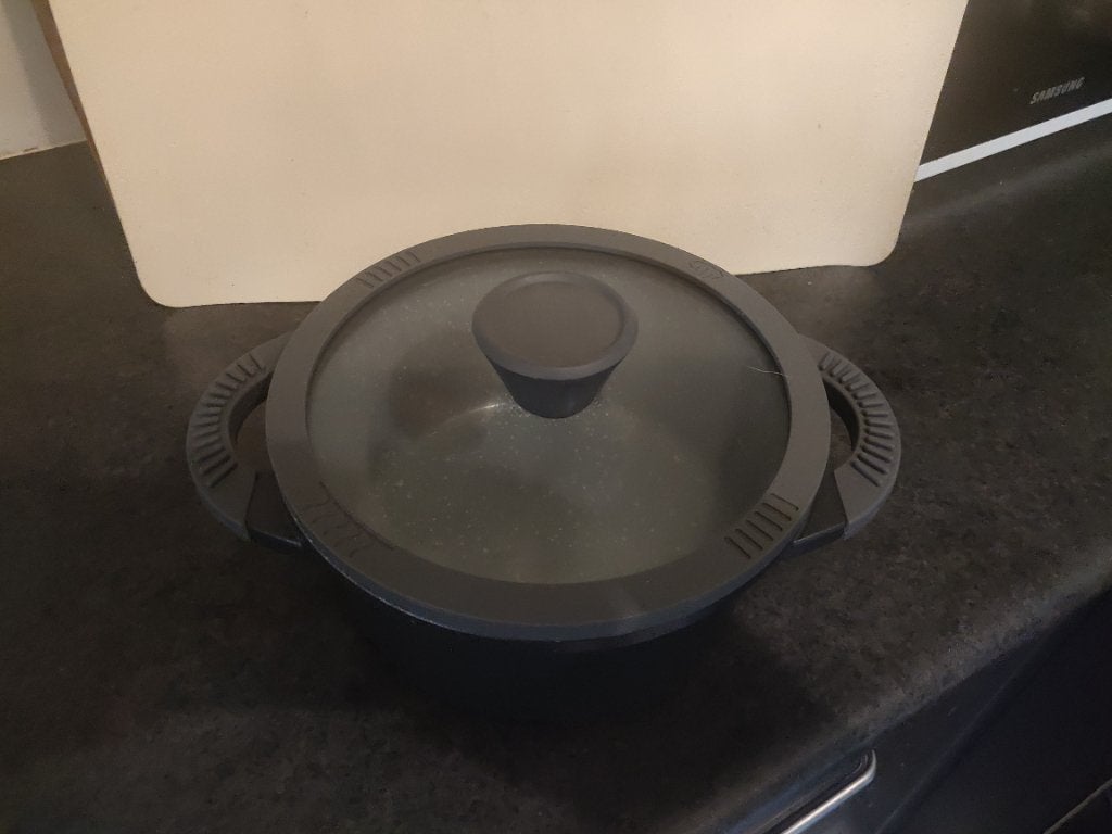 Kookpan met glazen deksel - Zo goed als nieuw, Ophalen, Overige materialen, Met deksel, Zo goed als nieuw