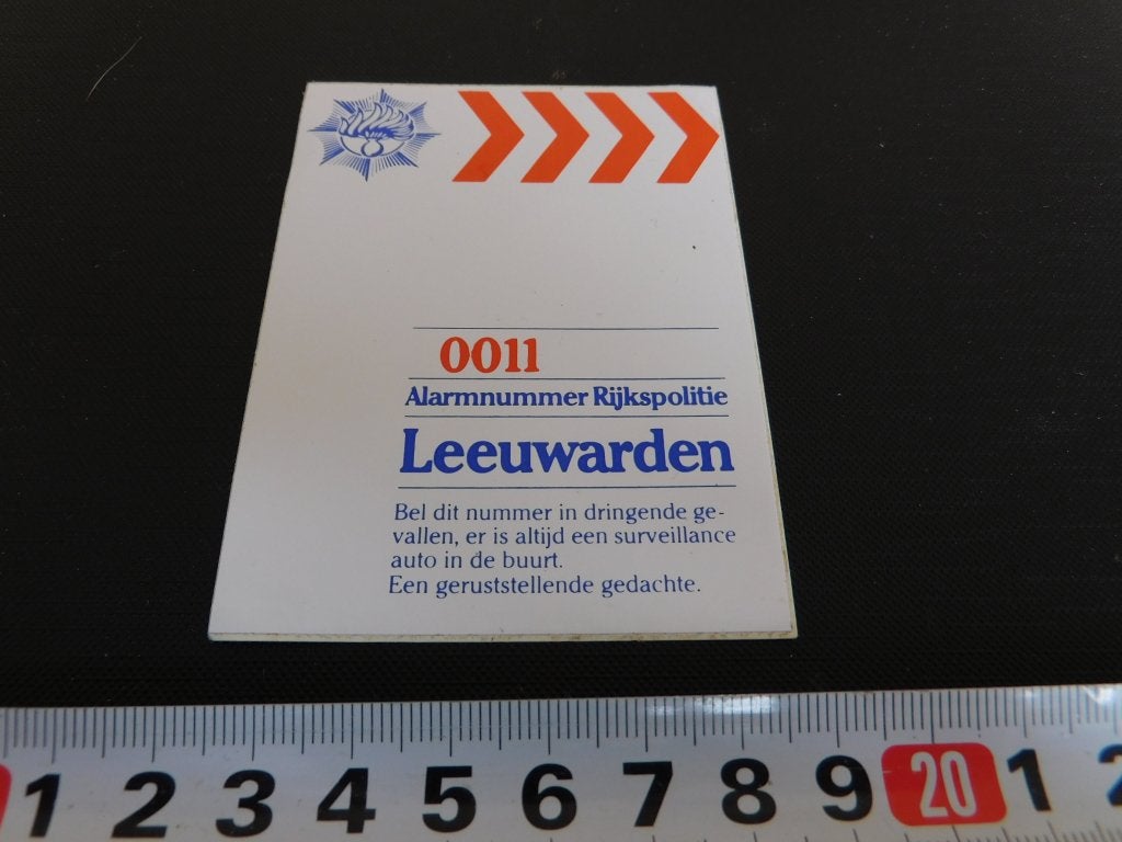 sticker Politie Rijkspolitie Leeuwarden RP 0011 *, Ophalen, Zo goed als nieuw
