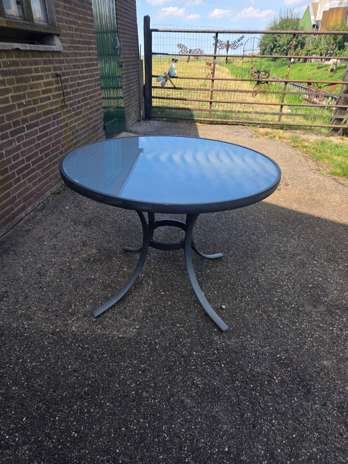 tuintafel, Ophalen, Gebruikt, Rond, Metaal