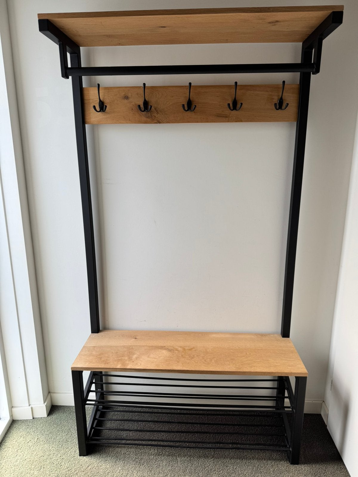 Staande kapstok hout en staal, Ophalen, Zo goed als nieuw, Staande kapstok, 150 tot 200 cm