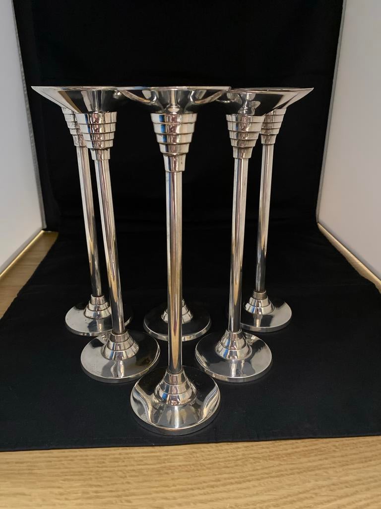 Set van 6 Art Deco Kandelaars, Ophalen of Verzenden, Zilver