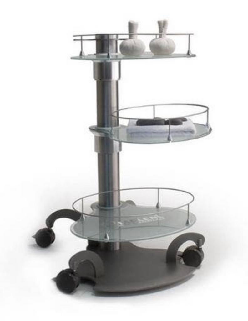 Gharinie meubel Moderne trolley met glazen planken en wielen, Ophalen of Verzenden, Zo goed als nieuw