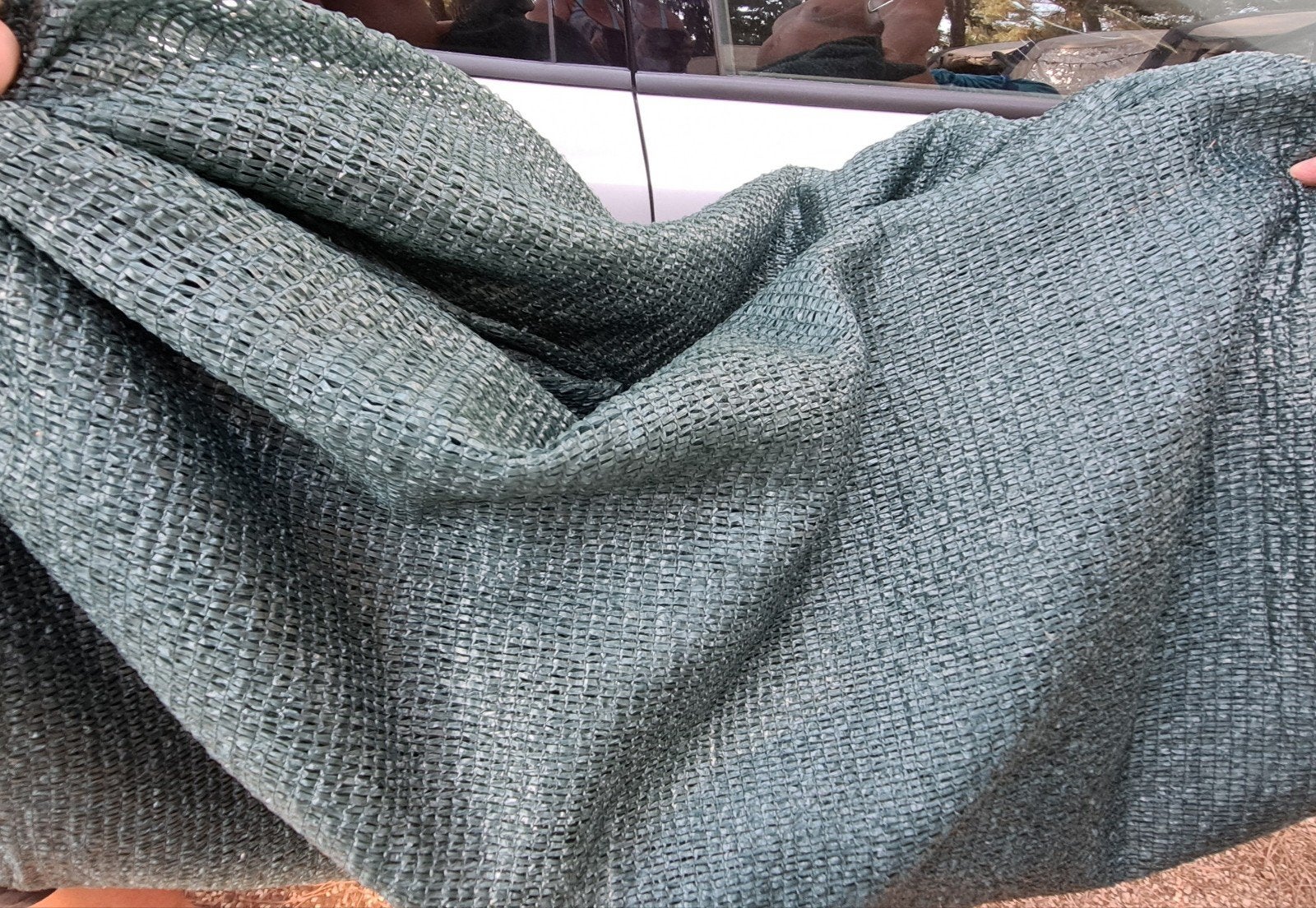 Groen Kunststof Zonnendoek Schaduwdoek 4x5m Camping, Ophalen of Verzenden, Gebruikt