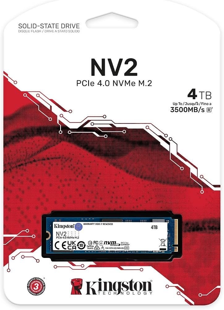 Kingston NV2 NVMe PCIe 4.0 Internal SSD 4TB M.2 2280, Computers en Software, Ophalen, Nieuw, Laptop, Overige aansluitingen