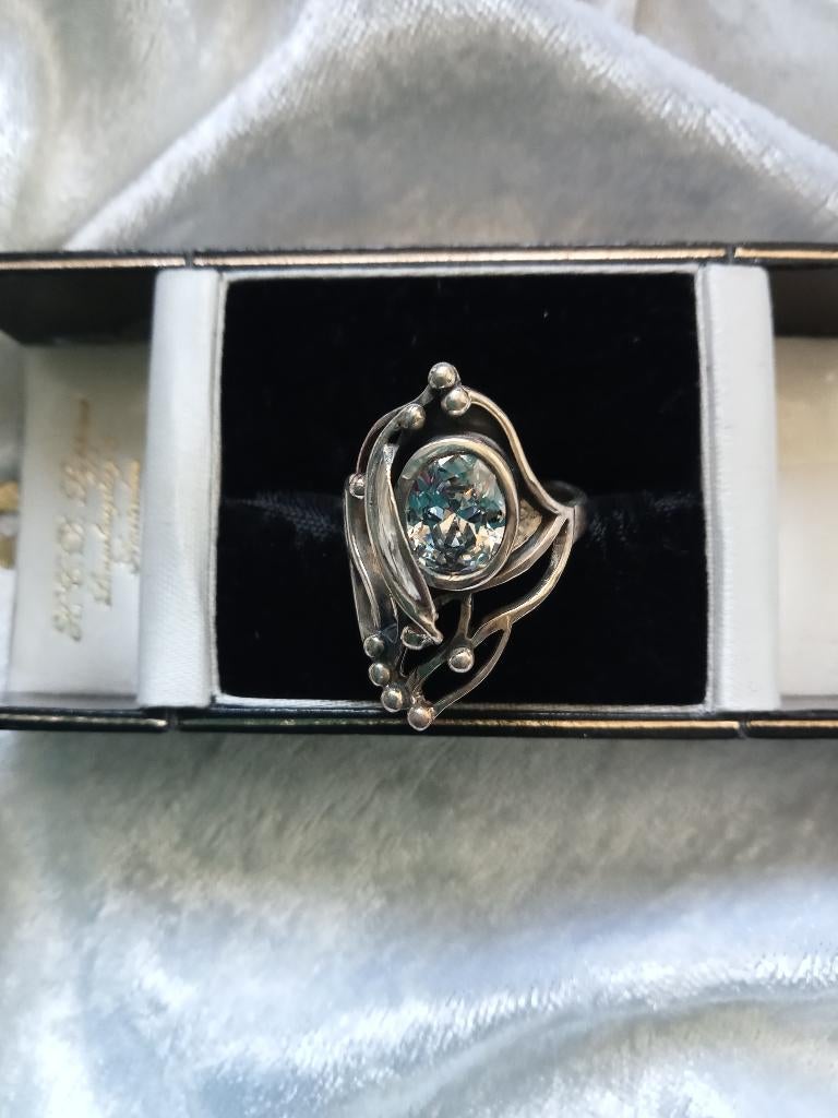 Mooie Sierlijke Zilveren Ring met Bergkristal - maat 18, Sieraden, Tassen en Uiterlijk, Antieke sieraden, Verzenden, Zilver, Ring