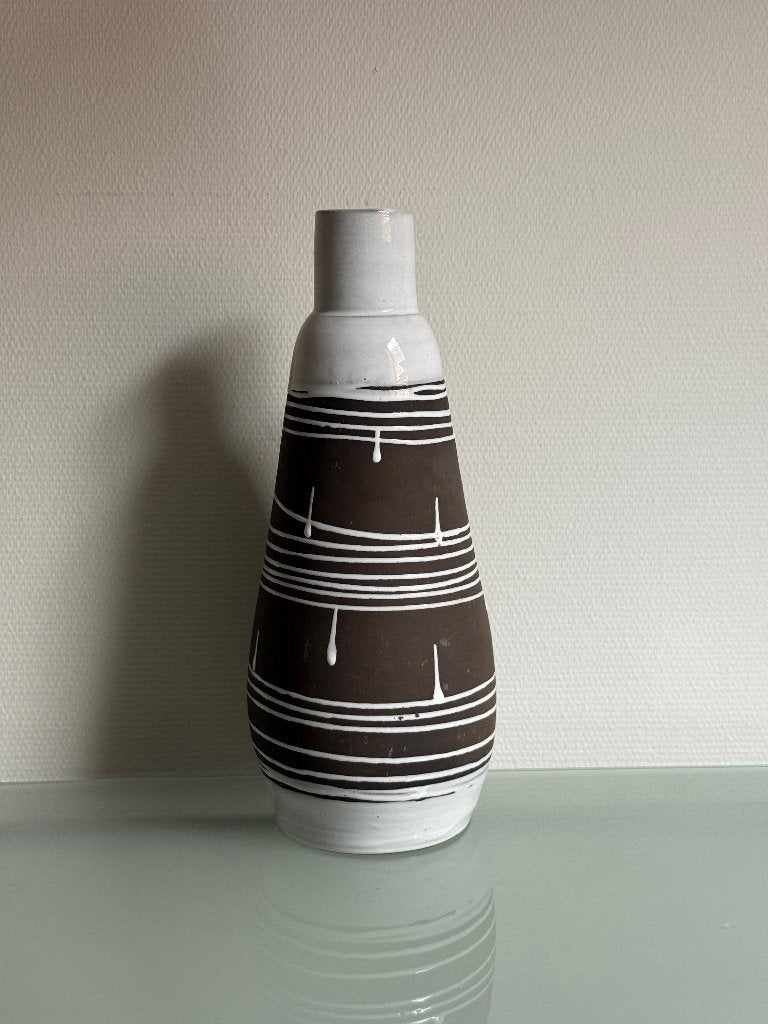 West Germany vaas keramiek grafisch decor 30 cm drupglazuur, Huis en Inrichting, Woonaccessoires | Vazen, Met patroon/structuur