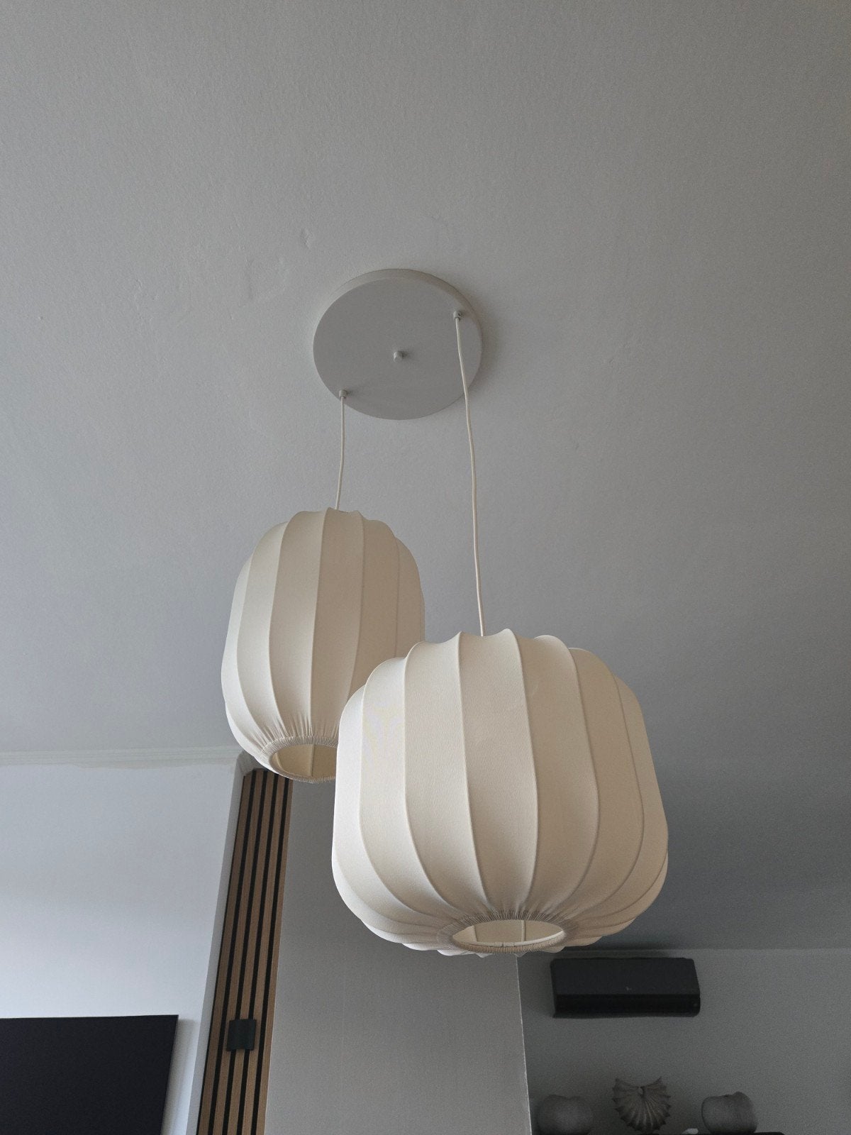 hanglamp beigekleur, Huis en Inrichting, Lampen | Hanglampen, Ophalen, Modern, Scandinavisch, Nieuw, E27 (groot)