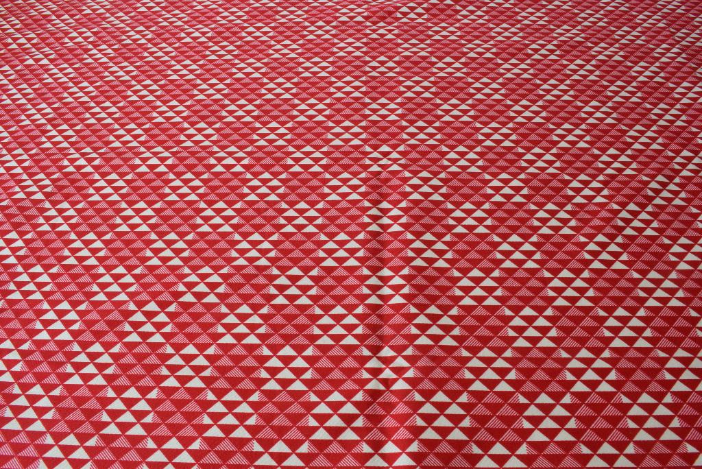 Grote retro vintage tricot lap stof / coupon - Geometrisch, 120 cm of meer, Ophalen of Verzenden, Katoen, Rood