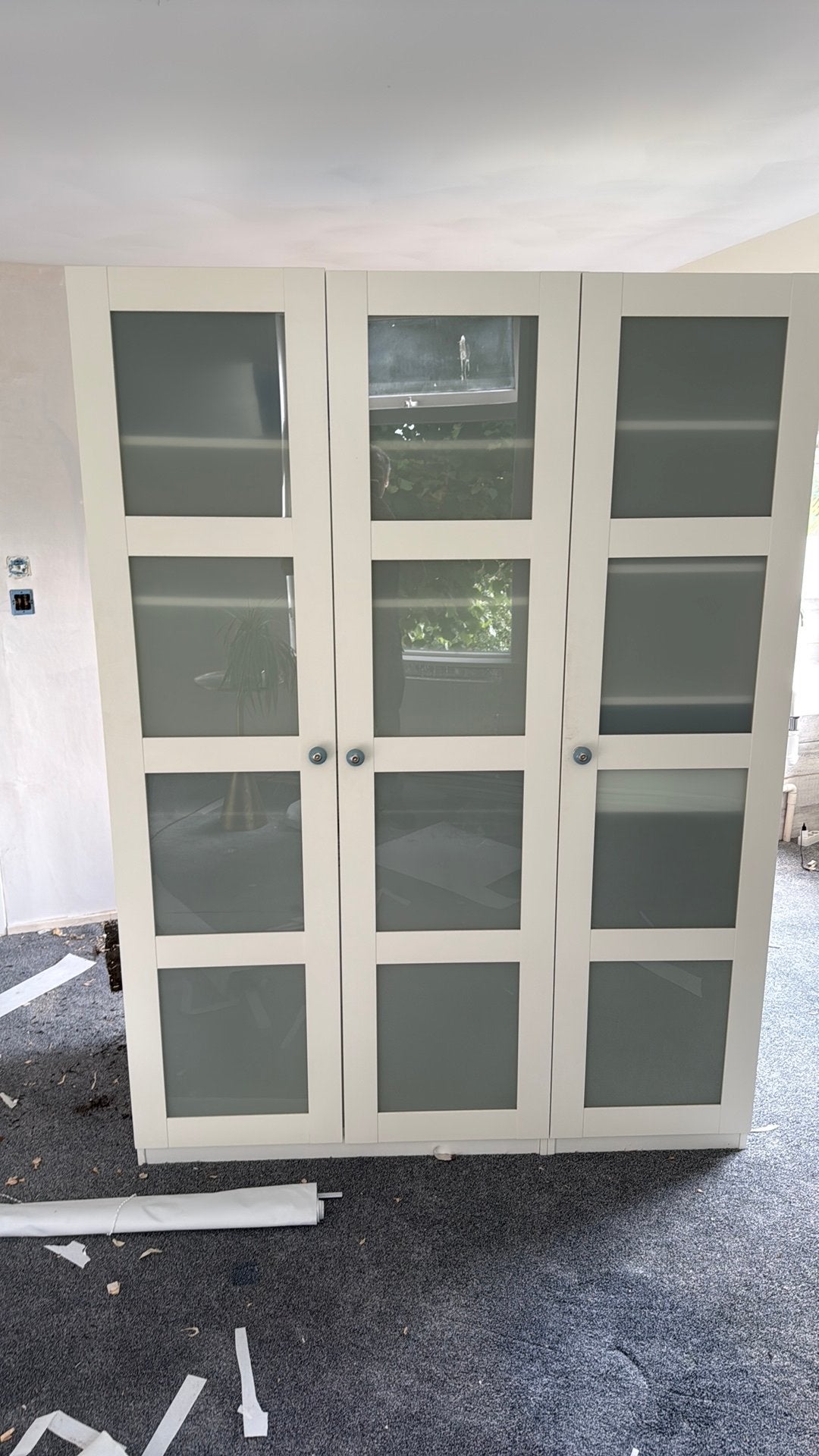 Ikea pax kasten wit met glazen deuren, Huis en Inrichting, Kasten | Kledingkasten, Ophalen, Gebruikt, 50 tot 75 cm, 200 cm of meer