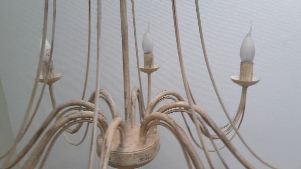 Sierlijke kroonluchter electrisch 8 lampen, Ophalen, Gebruikt, Metaal, Sierlijk klassiek