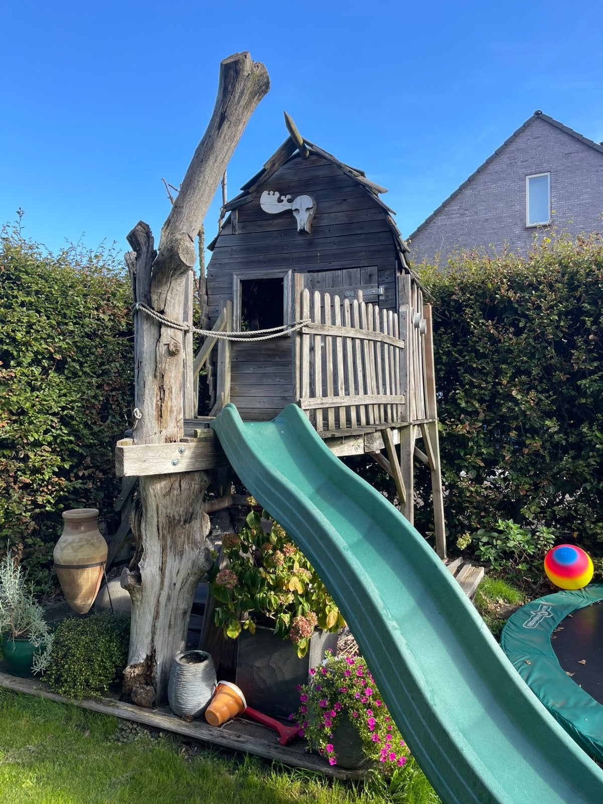 Speelhuisje - boomhut glijbaan bijna gratis, Ophalen, Gebruikt, Glijbaan