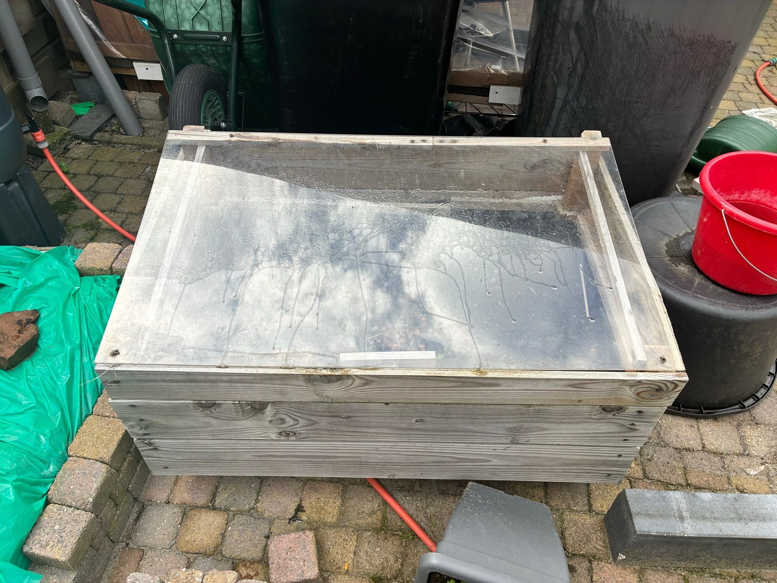 Houten kweekbak met transparante deksel, Tuin en Terras, Overige materialen, Kweekkas, Ophalen of Verzenden, Polycarbonaat