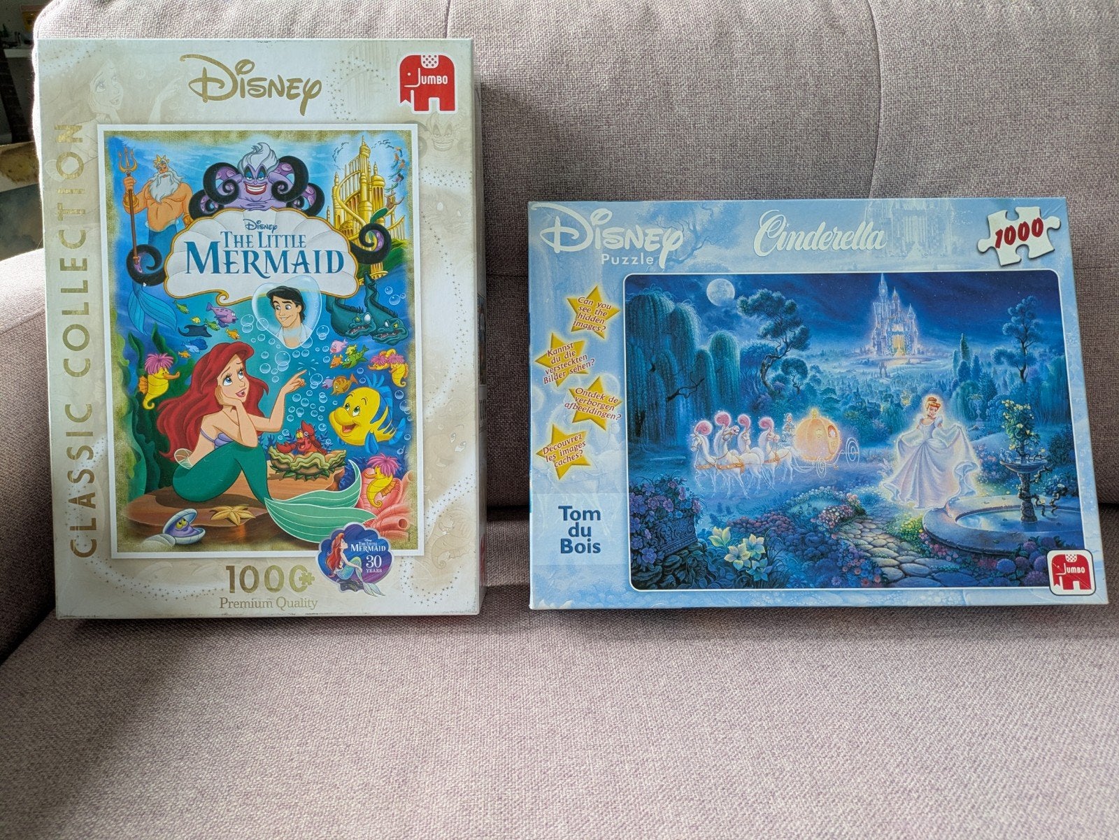 disney Cinderella en kleine zeemeermin puzzels, Ophalen of Verzenden, 500 t/m 1500 stukjes, Gebruikt