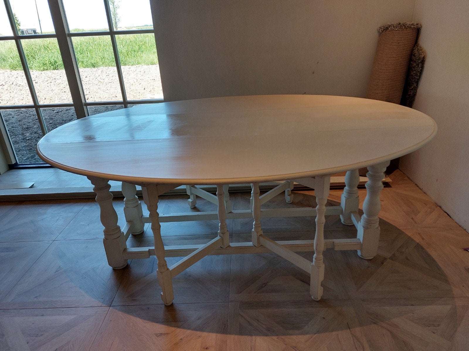 Originele Flamant Tafel - Ovaal/Half Ovaal - Wit, Ophalen, Gebruikt, 100 tot 150 cm, 200 cm of meer