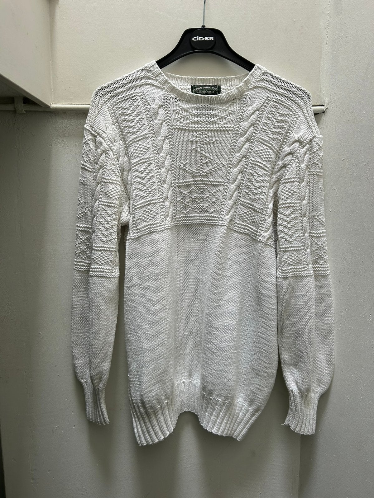 Ralph Lauren Country Cable Hand-knit Trui RRL, Ophalen of Verzenden, Zo goed als nieuw, Maat 52/54 (L), Wit