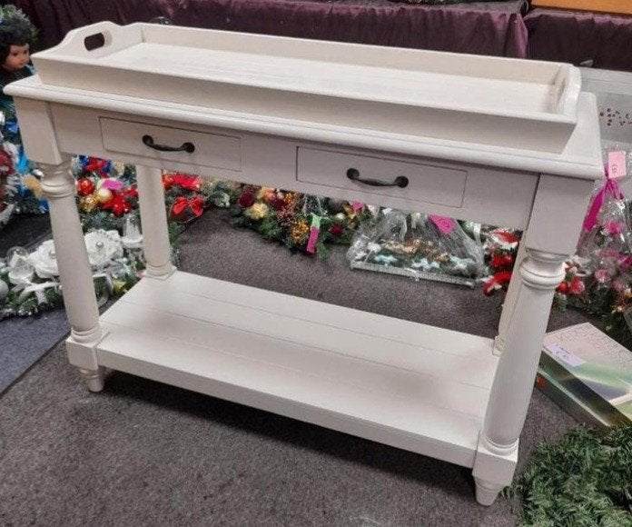 Leuke witte side tafel met bijpassende dien blad, Ophalen