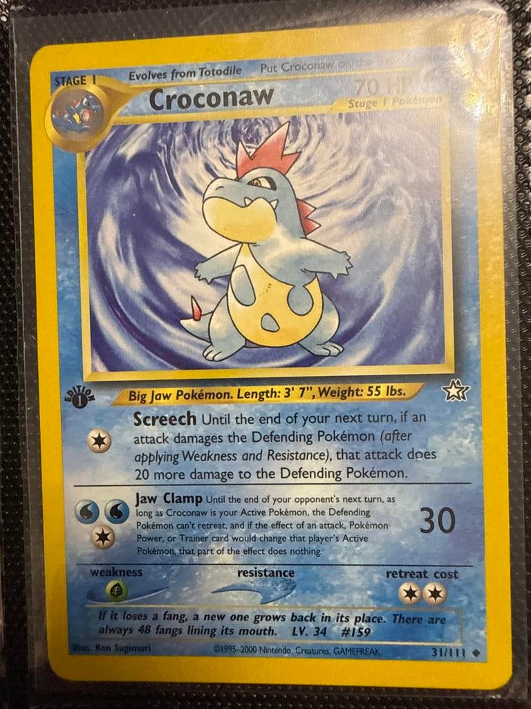 Croconaw Pokémon Kaart 31/111 Neo Genesis, Hobby en Vrije tijd, Verzamelkaartspellen | Pokémon, Gebruikt, Losse kaart, Ophalen of Verzenden