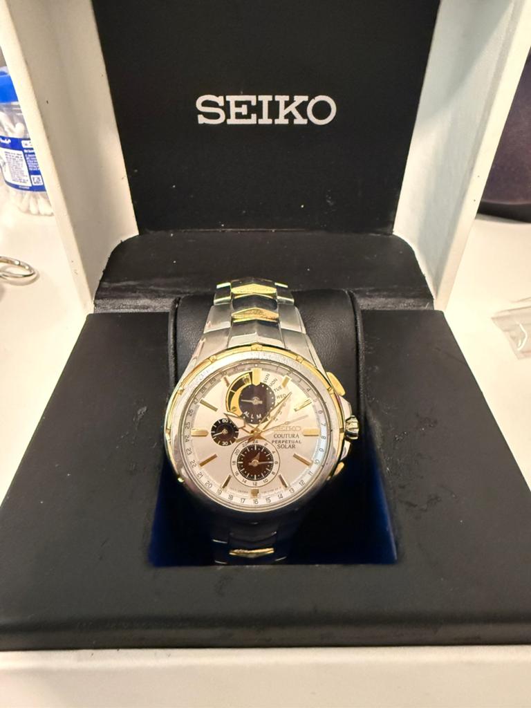 Seiko Coutura Perpetual Solar Herenhorloge – Goud/Zilver, Sieraden, Tassen en Uiterlijk, Horloges | Heren, Ophalen of Verzenden