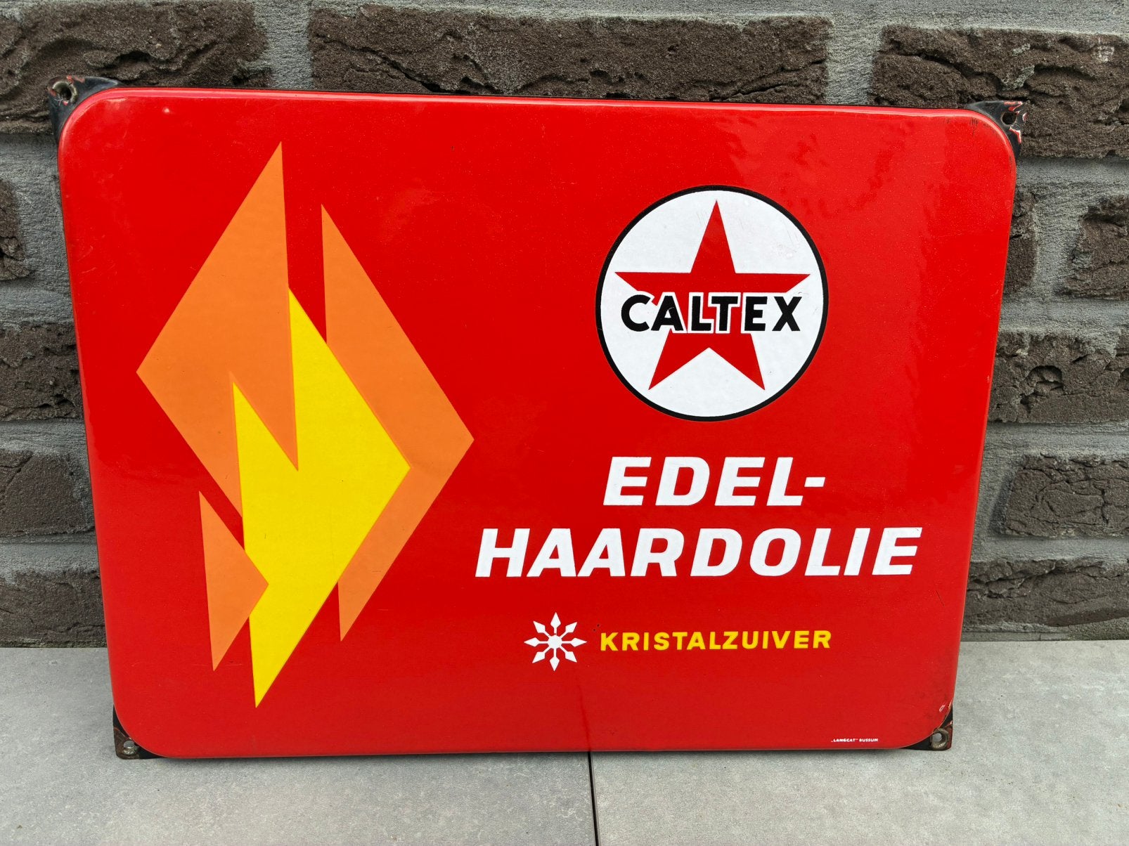 Caltex Edel-Haardolie in bijna mint staat Langcat Bussum, Antiek en Kunst, Antiek | Emaille, Ophalen of Verzenden