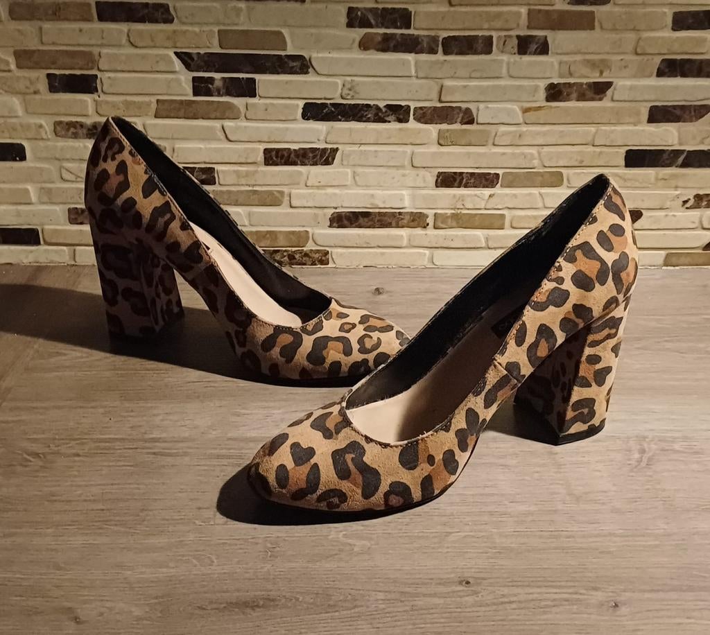 Panterprint pumps met brede hak even&odd maat 38, Pumps, Bruin, Ophalen of Verzenden, Zo goed als nieuw
