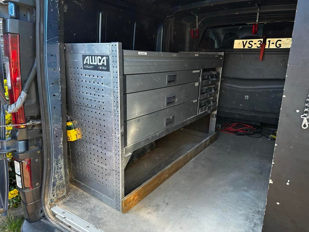 Aluca aluminium bedrijfswageninrichting met lades en koffers, Ophalen, Gebruikt