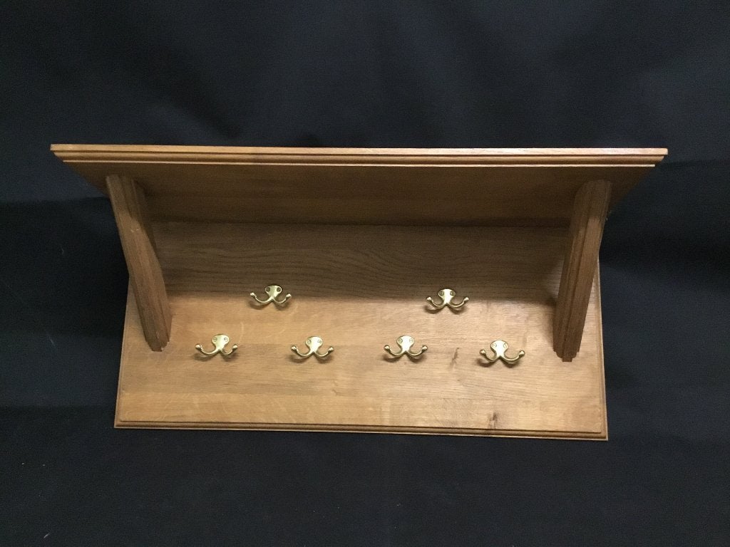 Volhouten eiken wandkapstok, Wandkapstok, Ophalen of Verzenden, Zo goed als nieuw, Minder dan 100 cm