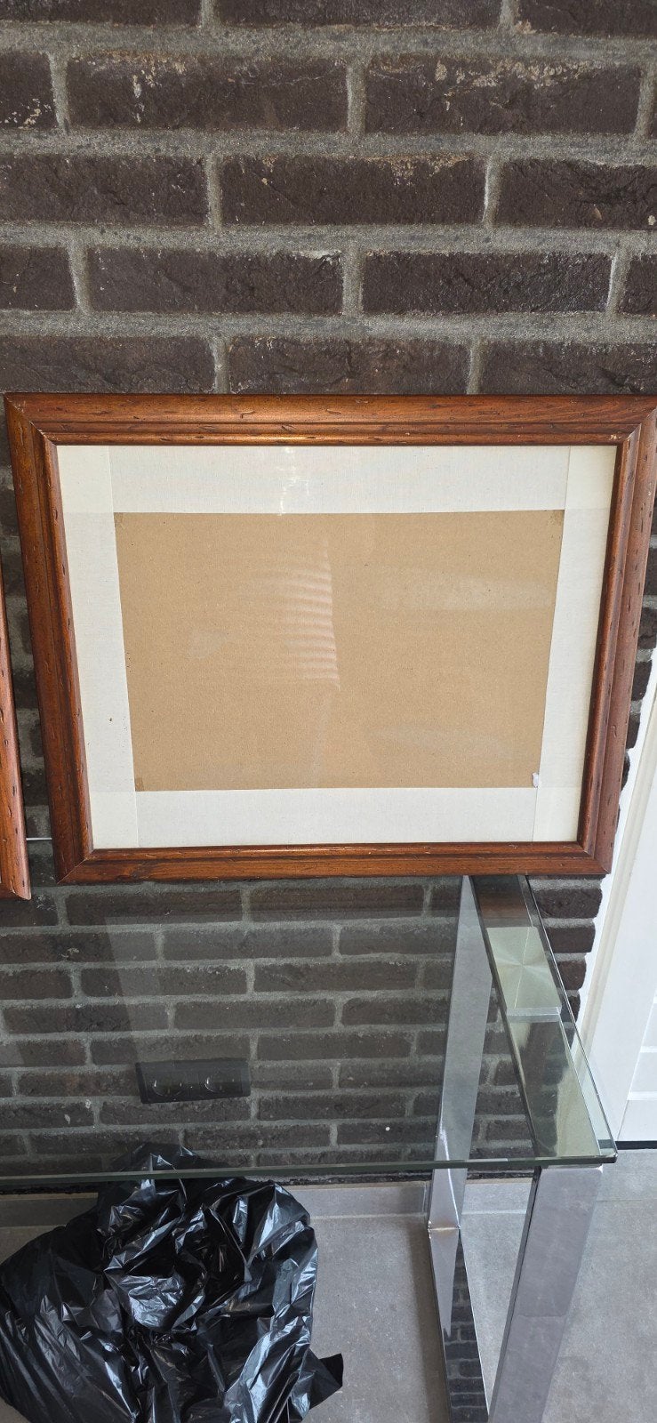Houten fotolijst met passe-partout, Bruin, Gebruikt, Hangend, Ophalen of Verzenden