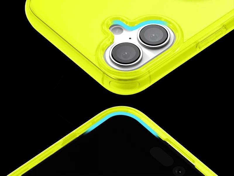 iPhone 16 transparent silicone neon-geel cover TPU, Ophalen of Verzenden, Nieuw, Frontje of Cover