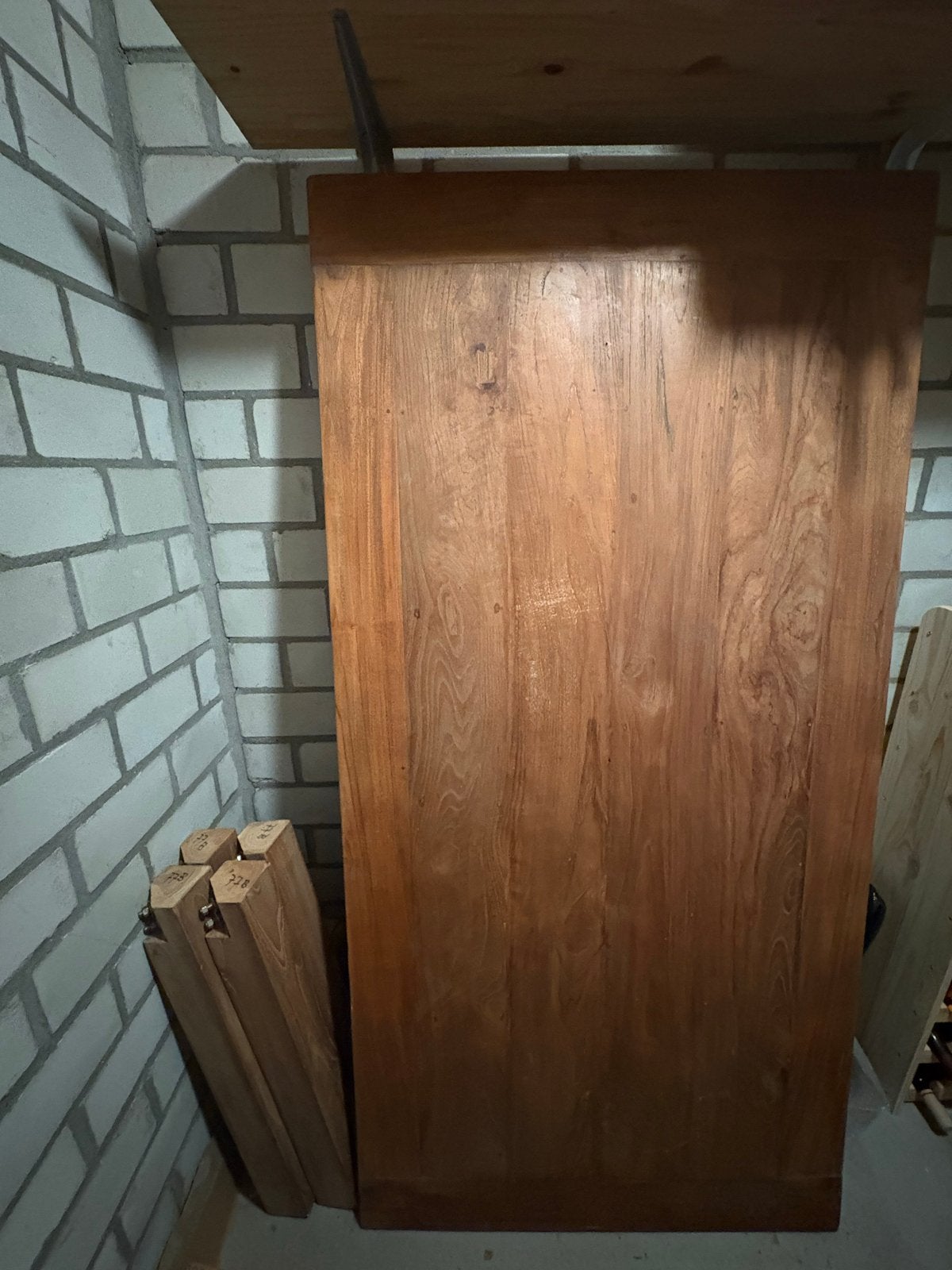 Massief houten tafelblad met poten 180x90, Ophalen, 50 tot 100 cm, Zo goed als nieuw, 150 tot 200 cm