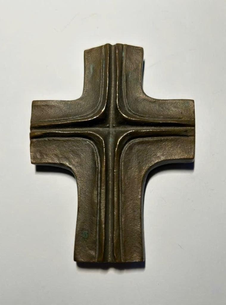 Bronzen Kruis St. Gregorius 1989, 10 x 8 cm, Ophalen of Verzenden