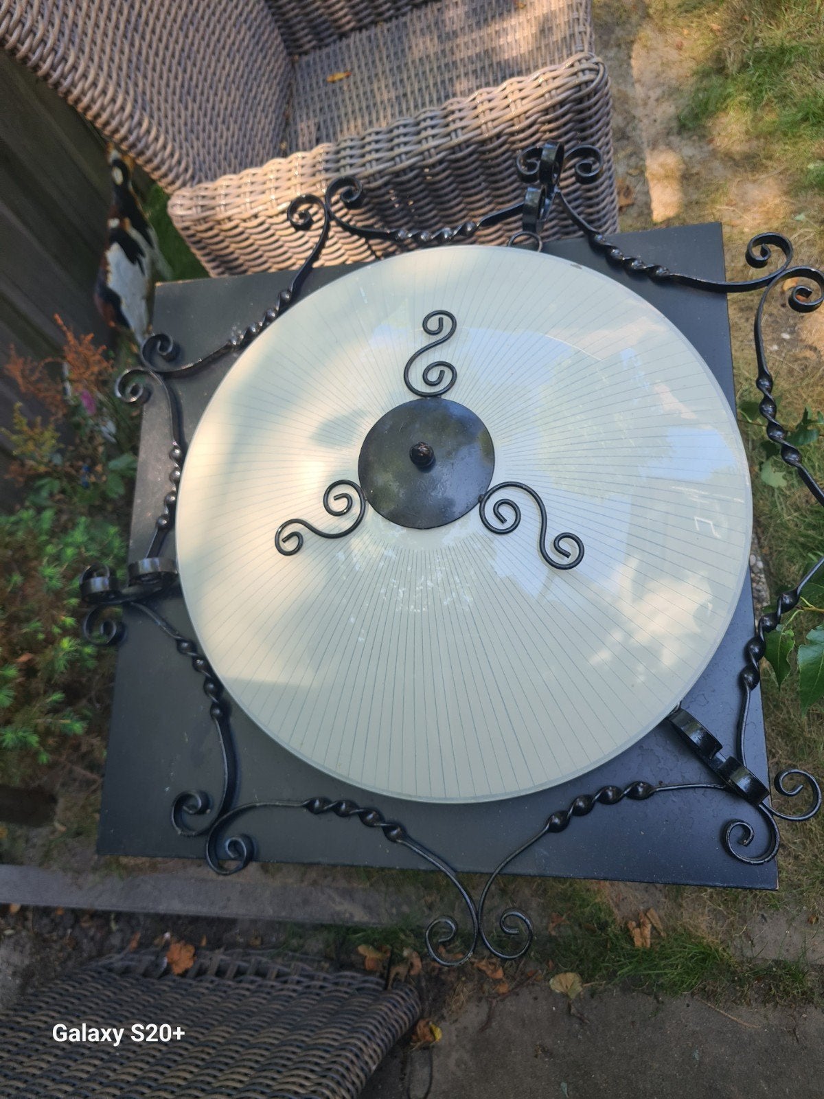 Vintage plafondlamp met gietijzer., Huis en Inrichting, Lampen | Plafondlampen, Ophalen, Gebruikt