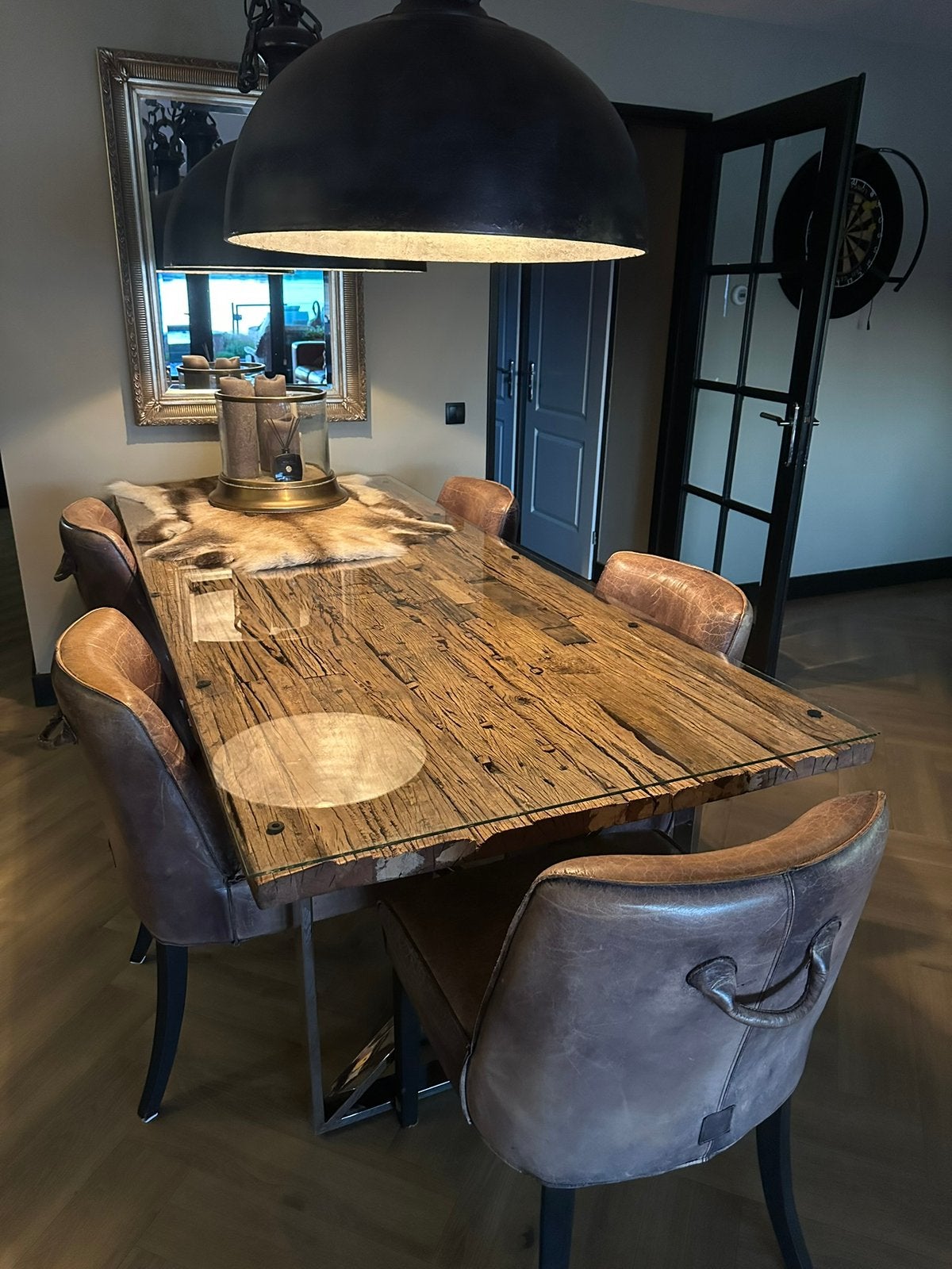 Exclusieve eetkamertafel Rofra Home driftwood., 200 cm of meer, 50 tot 100 cm, Zo goed als nieuw, Rechthoekig