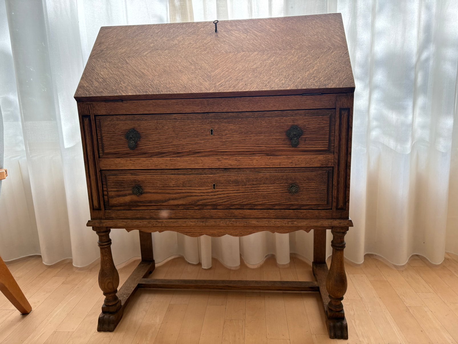 Vintage/ Engels antiek houten secretaire / bureau / wandkast, Huis en Inrichting, Ophalen of Verzenden, Gebruikt, Engels antiek