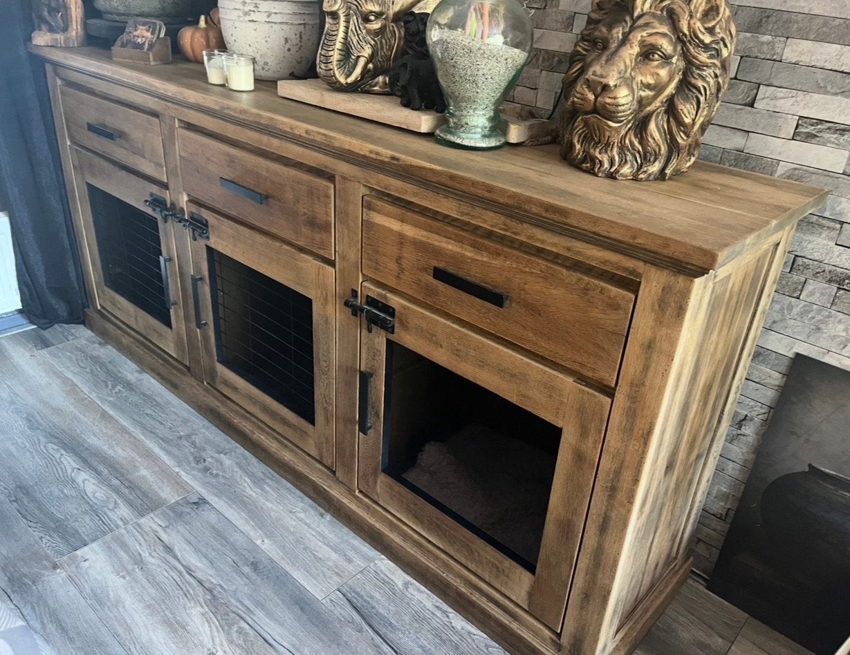 Uniek dressoir omgetoverd tot benchkast, Ophalen, Gebruikt, 150 tot 200 cm, Met lade(s)