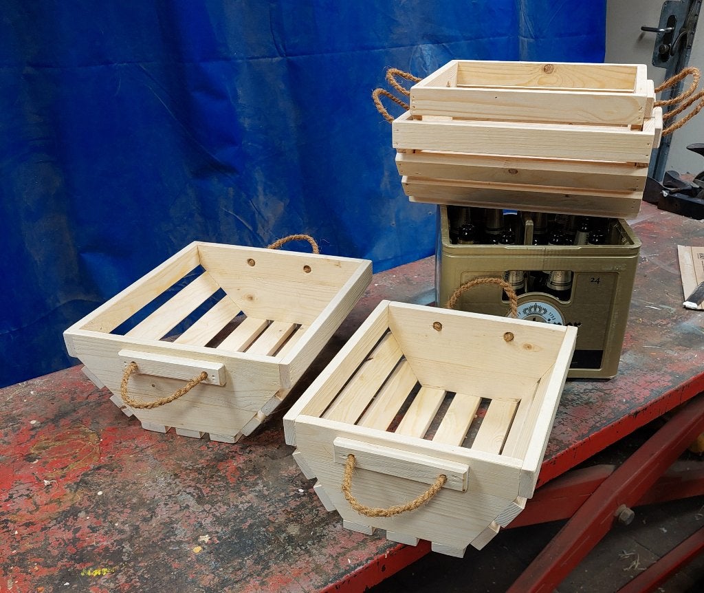2 set houten kratjes/mandjes, Huis en Inrichting, Ophalen, Minder dan 50 cm, Nieuw, Minder dan 50 cm