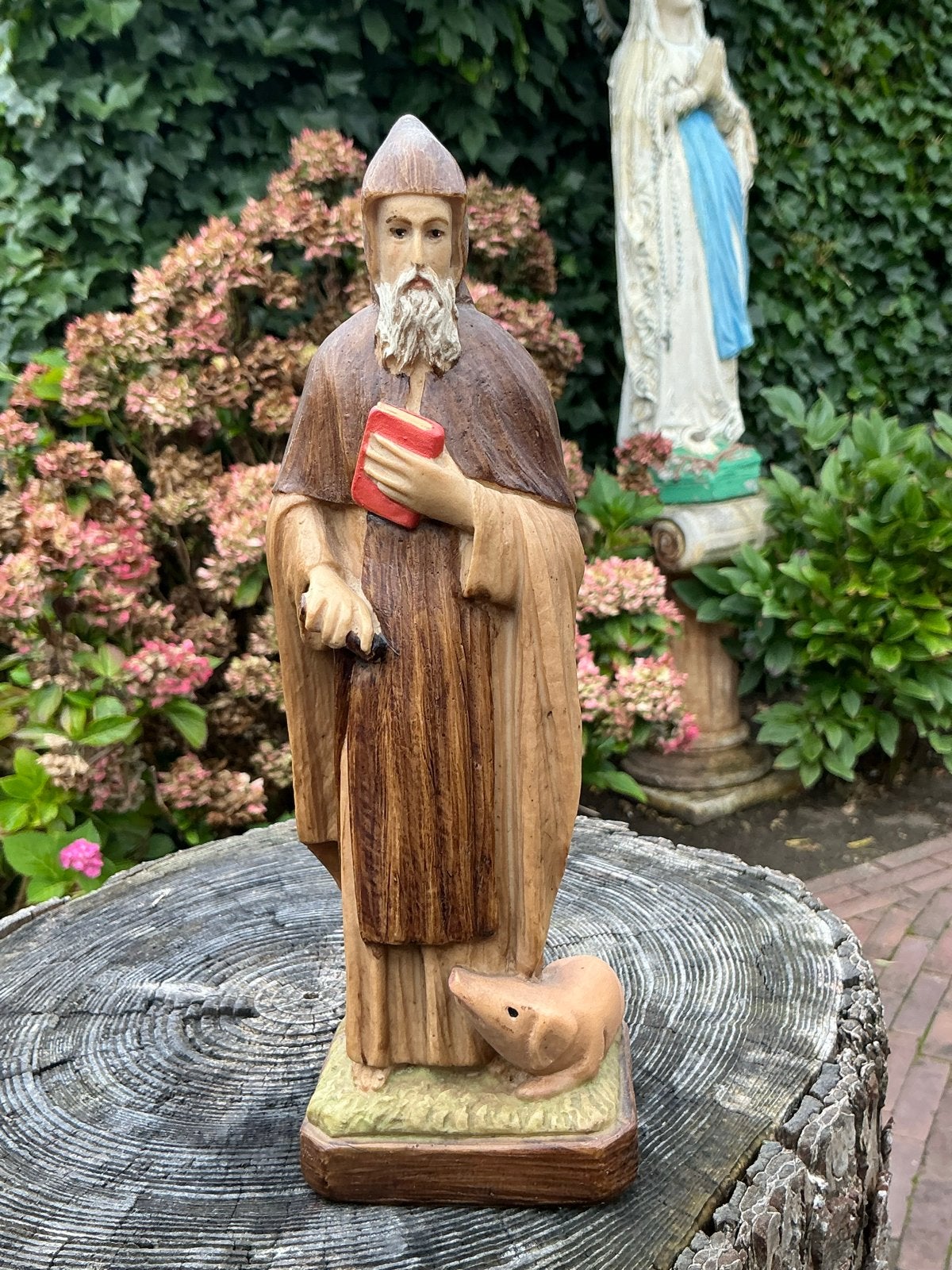 Mooi heiligenbeeld ❤️ St Anthonius Abt met varken, Antiek en Kunst, Ophalen of Verzenden