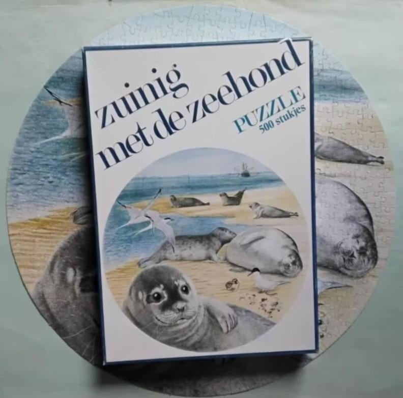 Ronde puzzel 'zuinig met de zeehond' Terschelling, Hobby en Vrije tijd, Denksport en Puzzels, Ophalen, 500 t/m 1500 stukjes, Zo goed als nieuw