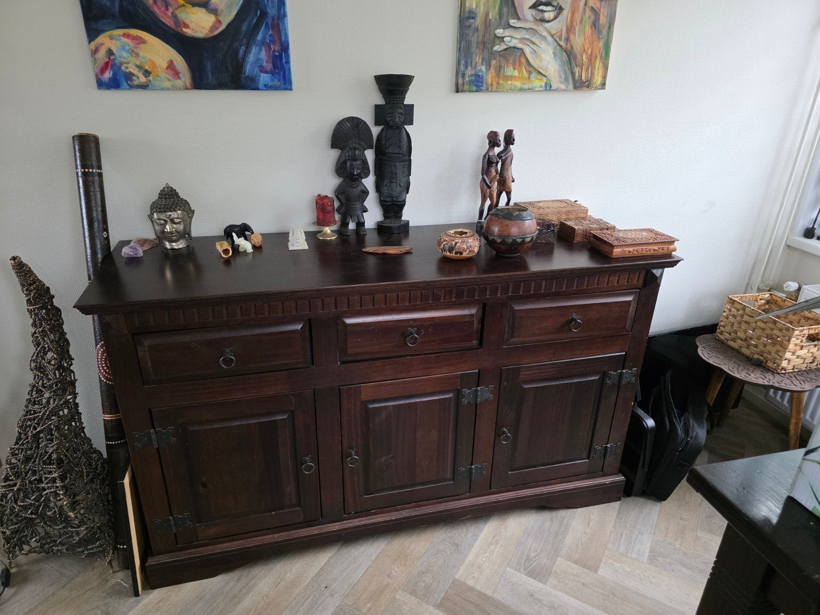 Sfeervol :Koloniale Set: Dressoir, TV-kast, Eettafel met Sto, Ophalen, Gebruikt, 150 tot 200 cm, Vier personen