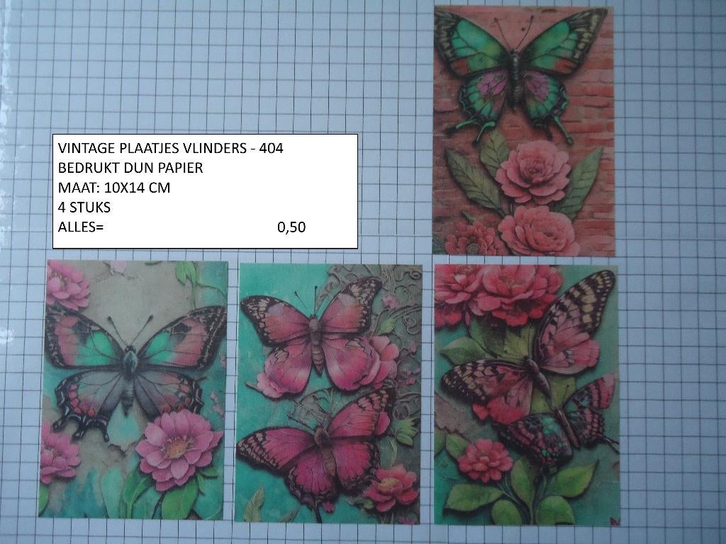 vintage plaatjes vlinders 404 ( alleen verzenden, Ophalen, Nieuw, Dieren, Knipvel